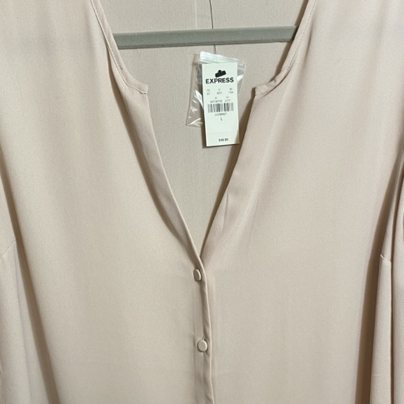 Express pleated sleeve buttoned down blouse - Picture 1 of 4
